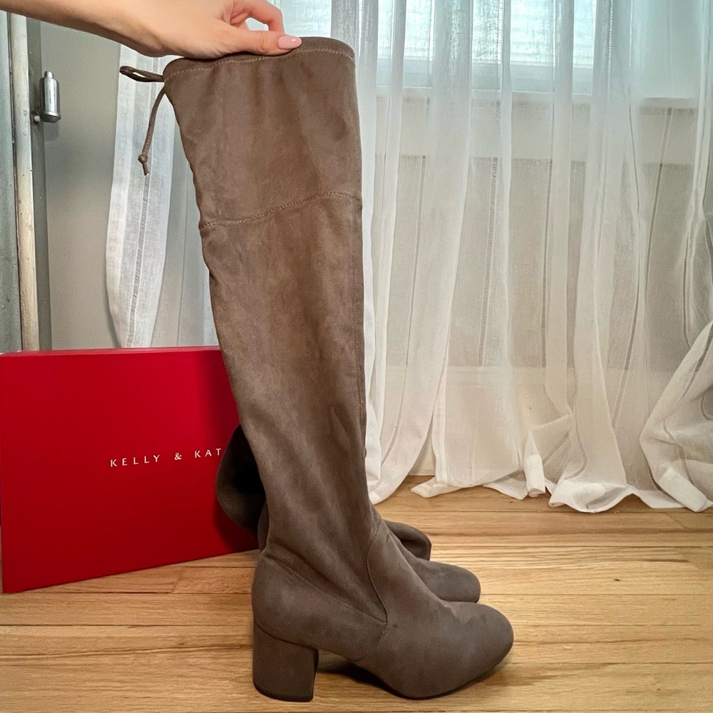 Over the Knee Taupe Brown Boots Kelly & Katie